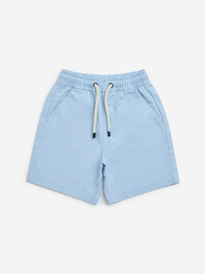 HOP Kids Light Blue Mid-Rise Cotton Shorts