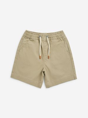 HOP Kids Taupe Mid-Rise Cotton-Blend Shorts
