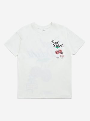 Y&F Kids White Text Design Cotton T-Shirt