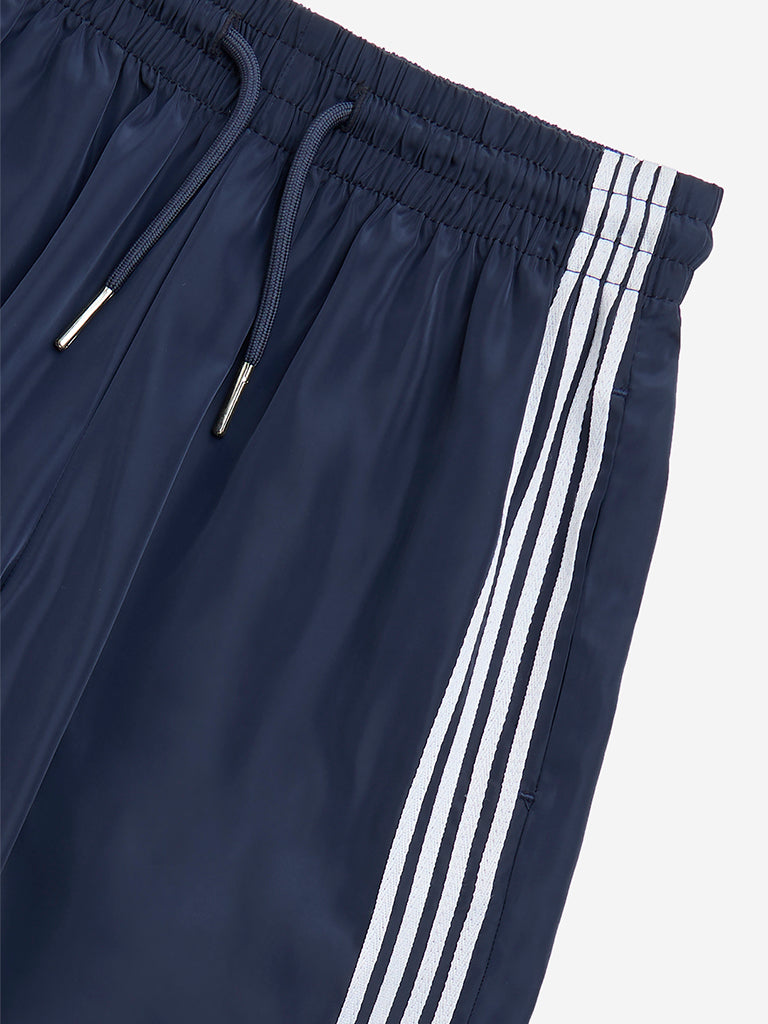 Y&F Kids Navy Striped Detailed Mid-Rise Track Pants - Image 4