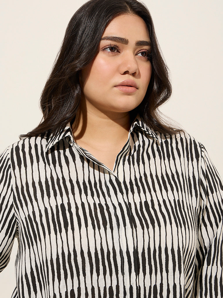 Gia Black Abstract Printed High-Low Shirt - Image 3