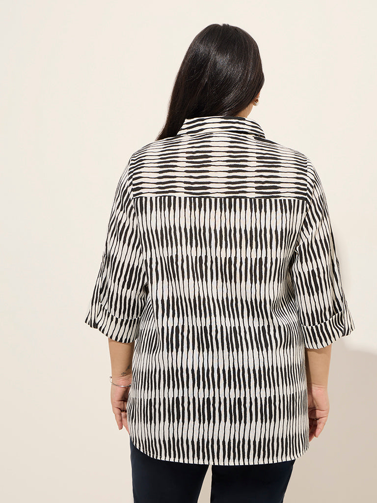 Gia Black Abstract Printed High-Low Shirt - Image 5