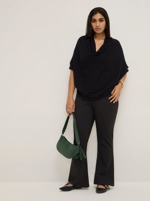 Gia Black Bootcut High-Rise Trousers