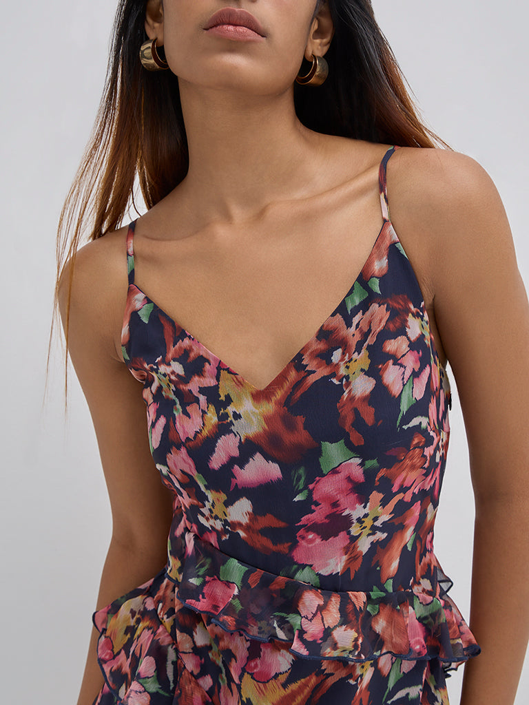 LOV Multicolour Floral Design A-Line Dress - Image 2