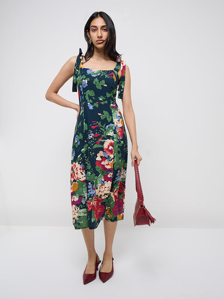 LOV Multicolour Floral Printed Straight Dress