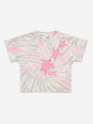 HOP Kids Pink Tie-Dye Design Cotton T-Shirt
