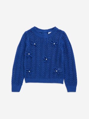 HOP Kids Blue Knitted Cotton Sweater