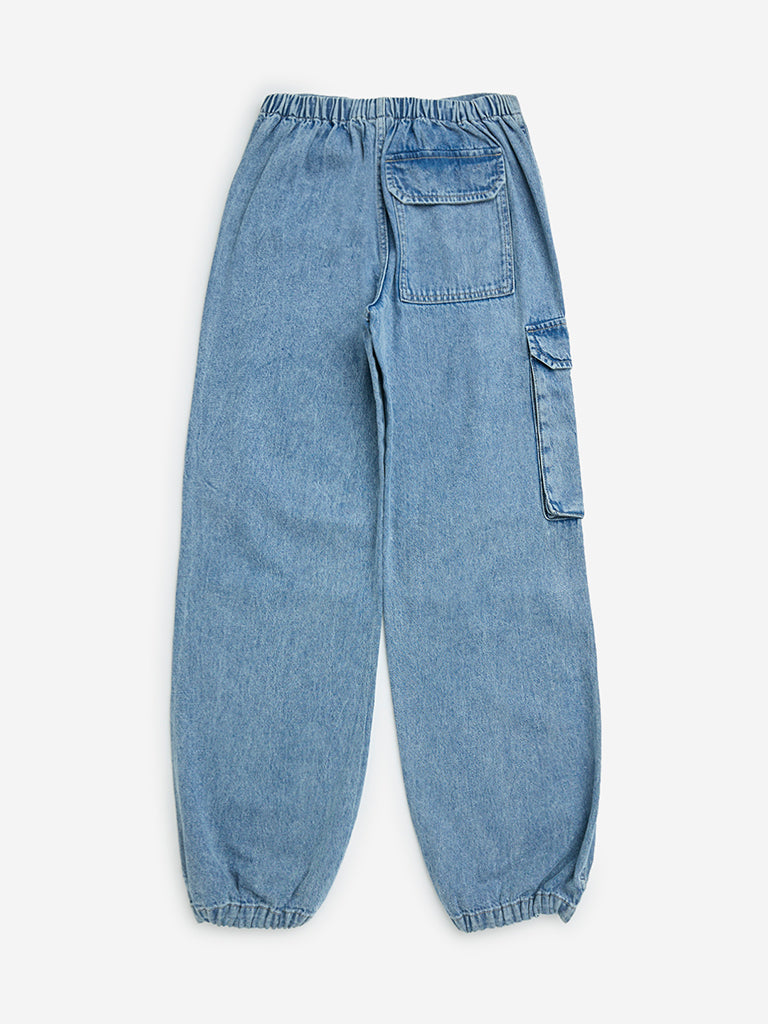 Y&F Kids Blue Relaxed-Fit Mid-Rise Jeans - Image 3
