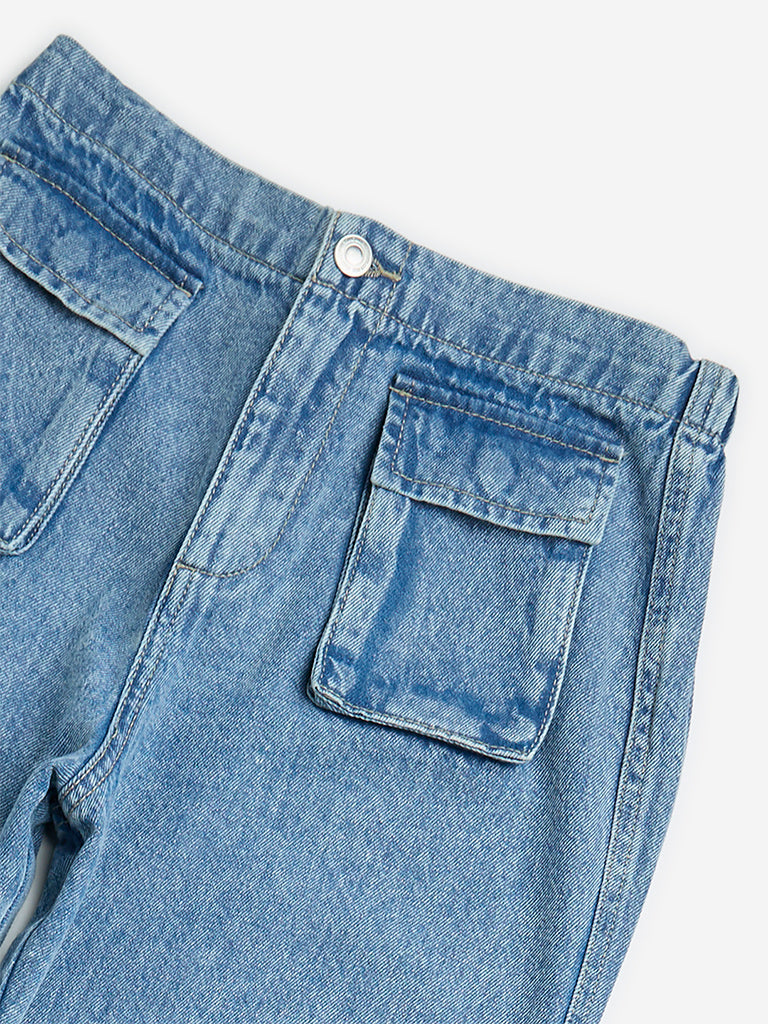 Y&F Kids Blue Relaxed-Fit Mid-Rise Jeans - Image 4