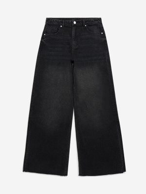 Y&F Kids Charcoal Washed Straight-Fit Mid-Rise Jeans