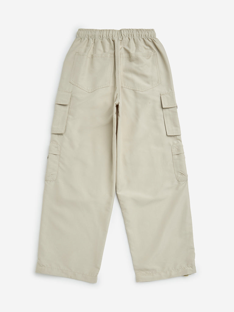 Y&F Kids Beige Cargo-Style Mid-Rise Trousers - Image 3