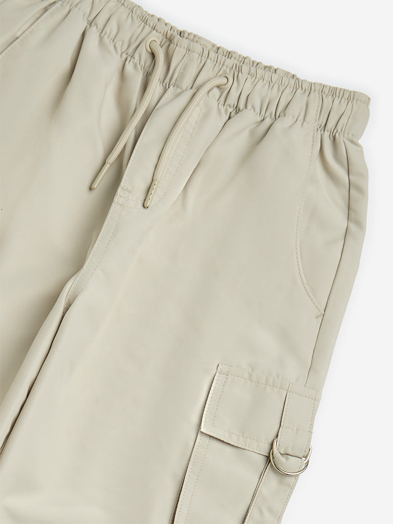 Y&F Kids Beige Cargo-Style Mid-Rise Trousers - Image 4
