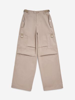 Y&F Kids Brown Mid-Rise Cotton Trousers
