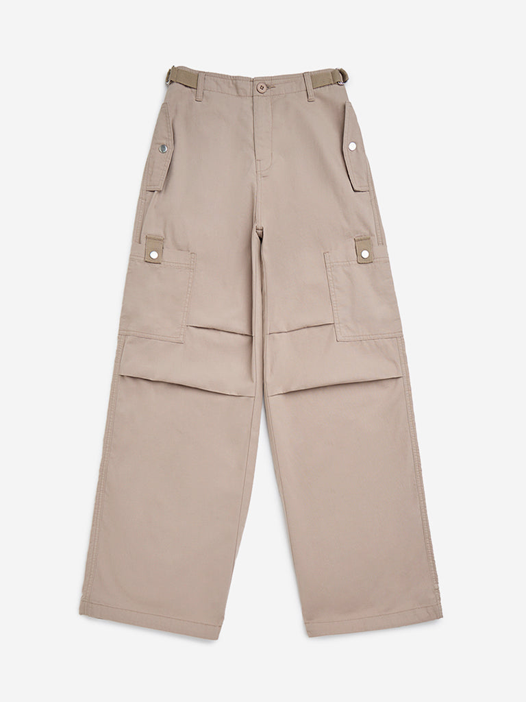 Y&F Kids Brown Mid-Rise Cotton Trousers
