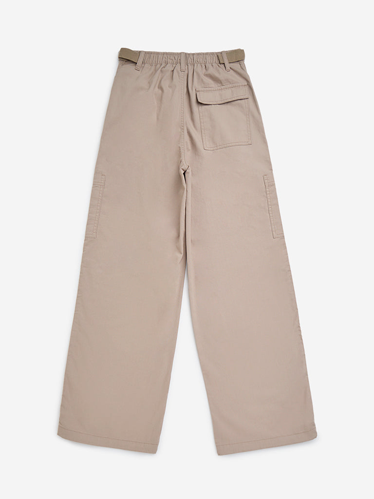 Y&F Kids Brown Mid-Rise Cotton Trousers - Image 3