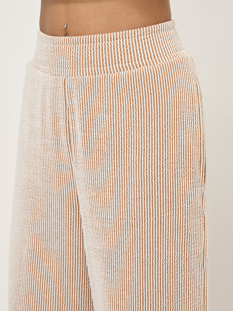 Studiofit Brown Textured High-Rise Track Pants - Image 2