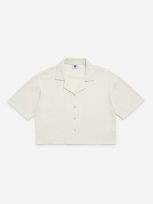 Y&F Kids Off-White Self-Textured Shirt