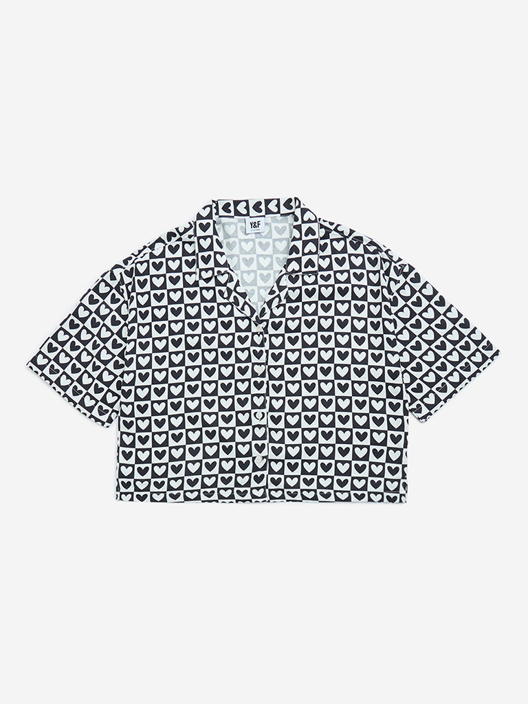 Y&F Kids Black Heart Printed Shirt