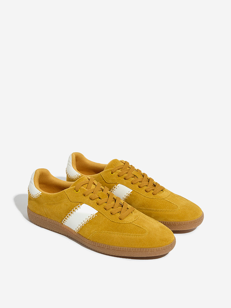 LUNA BLU Yellow Genuine Leather Cross Stitched Sneakers - Image 2