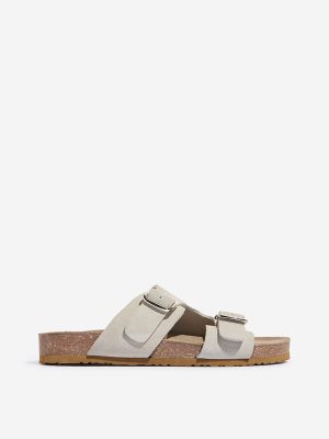 LUNA BLU Light Grey Double Belted Comfort Sandals