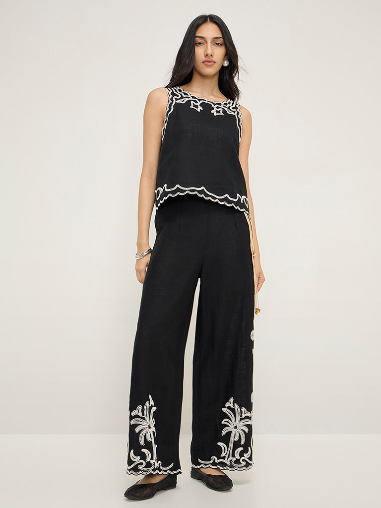 LOV Black Crochet-Detailed Top - Image 3