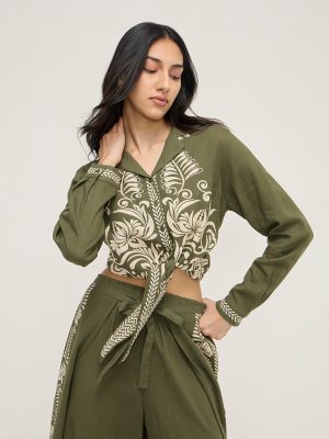 LOV Olive Floral Printed Top