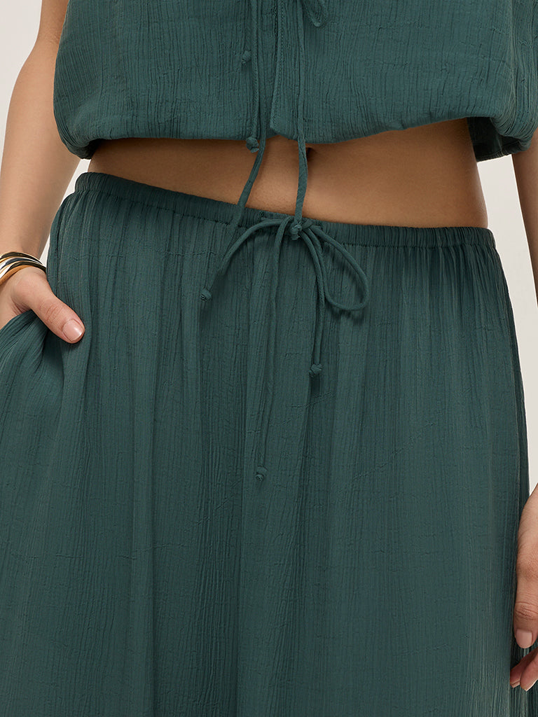 LOV Teal Textured High-Rise A-Line Skirt - Image 3