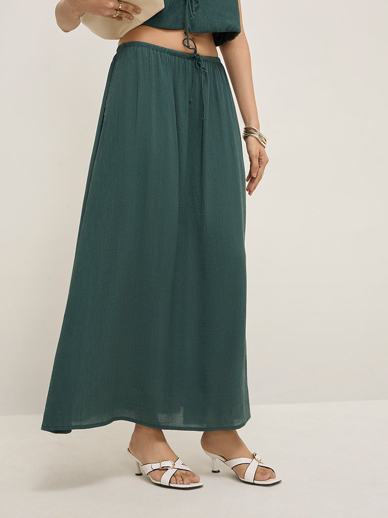 LOV Teal Textured High-Rise A-Line Skirt - Image 4
