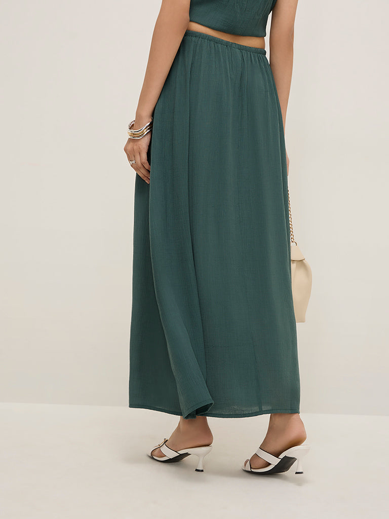LOV Teal Textured High-Rise A-Line Skirt - Image 5