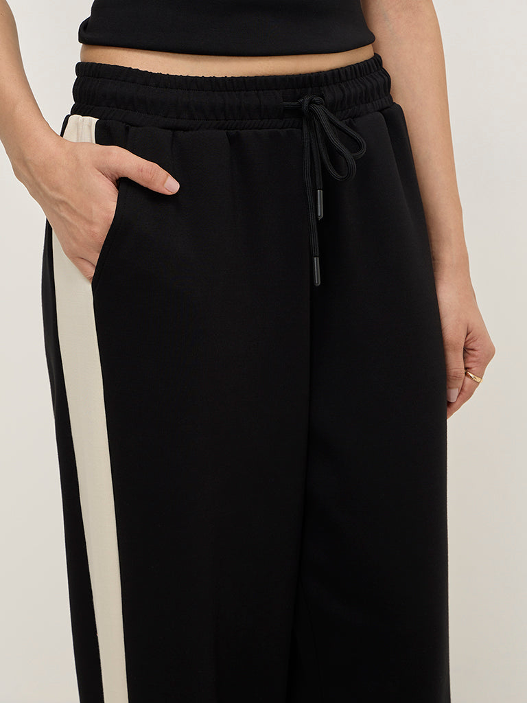LOV Black Colour-Blocked High-Rise Joggers - Image 2