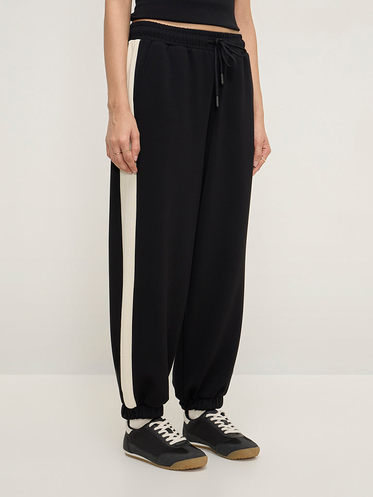 LOV Black Colour-Blocked High-Rise Joggers - Image 3