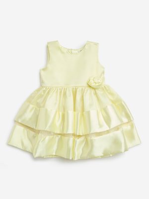 HOP Baby Yellow Rosette-Detailed A-Line Dress