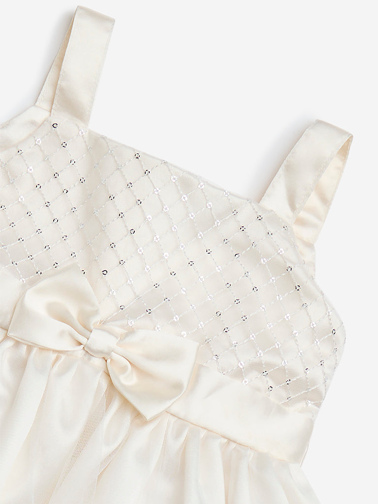 HOP Baby Off-White Bow Design A-Line Dress - Image 3
