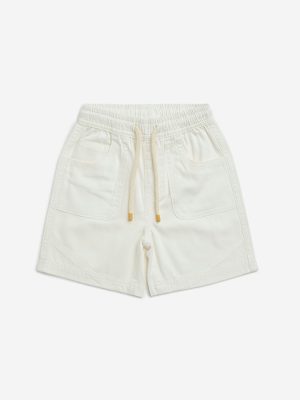 HOP Kids White Mid-Rise Cotton Shorts