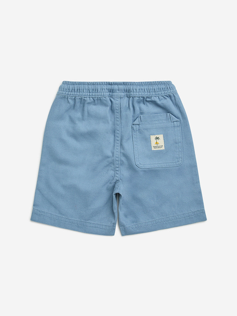 HOP Kids Light Blue Mid-Rise Cotton Shorts - Image 3
