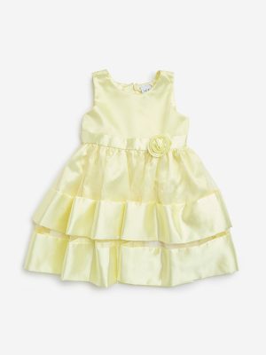 HOP Kids Yellow Rosette-Detailed A-Line Dress