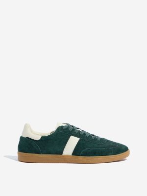 SOLEPLAY Green Suede Leather Lace-Up Sneakers