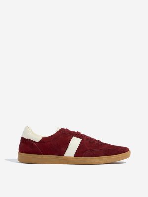 SOLEPLAY Maroon Suede Leather Lace-Up Sneakers