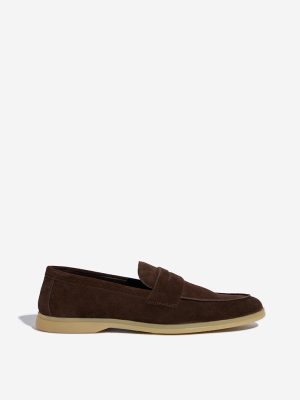 SOLEPLAY Dark Brown Suede Leather Penny Loafers