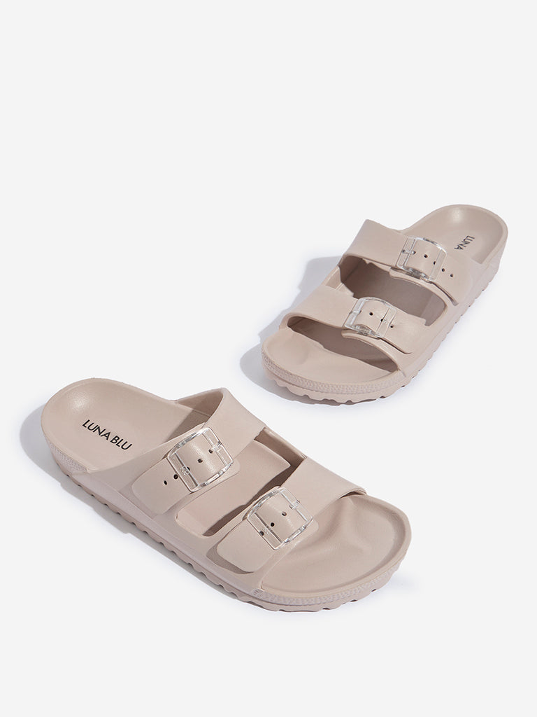 LUNA BLU Dusty Pink Double Band Slip-On Sandals - Image 3