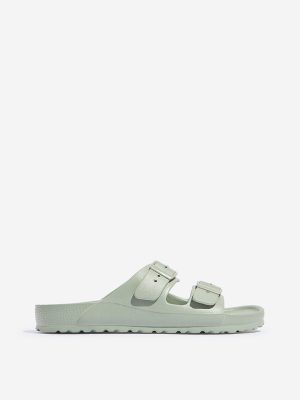 LUNA BLU Green Double Band Slip-On Sandals