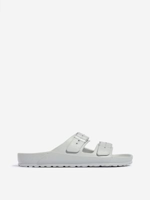 LUNA BLU Grey Double Band Slip-On Sandals