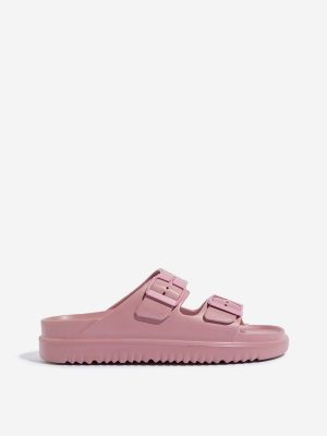LUNA BLU Pink Double Band Slip-On Sandals