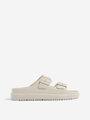 LUNA BLU Ivory Double Band Slip-On Sandals
