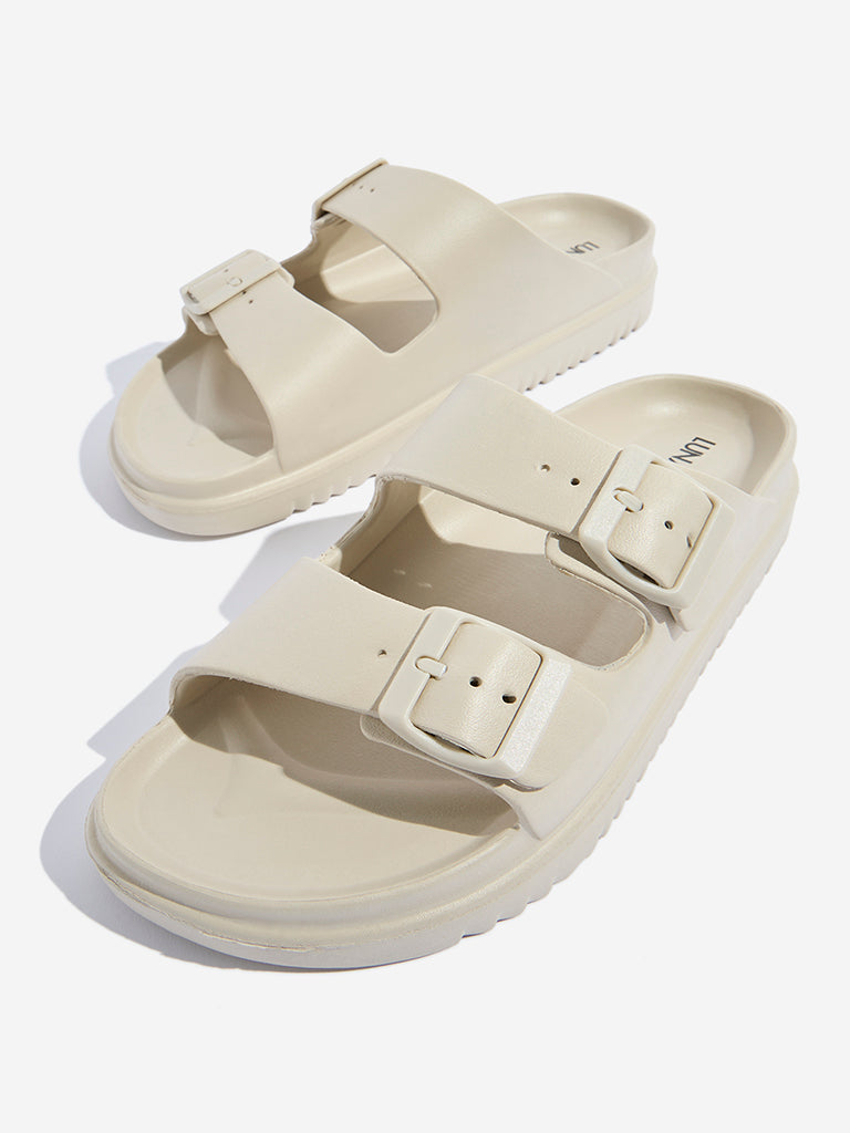 LUNA BLU Ivory Double Band Slip-On Sandals - Image 3