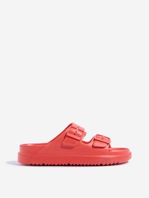 LUNA BLU Red Double Band Slip-On Sandals