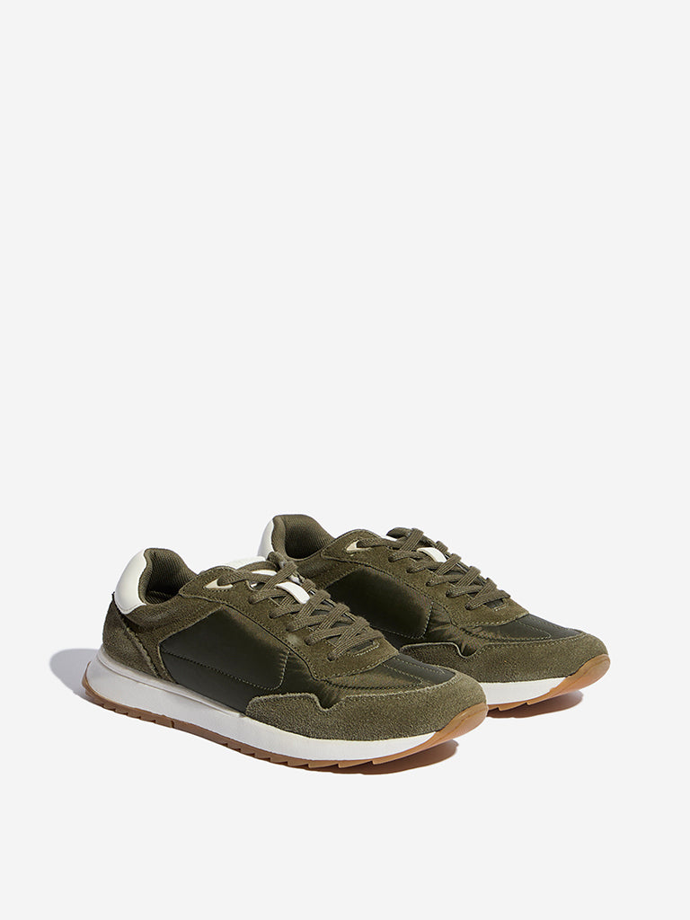 LUNA BLU Olive Suede Lace-Up Sneakers - Image 2