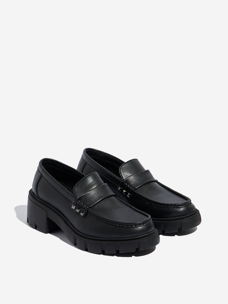 LUNA BLU Black Stud Detailed Penny Loafers - Image 2