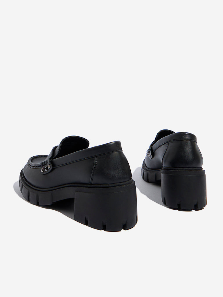 LUNA BLU Black Stud Detailed Penny Loafers - Image 3