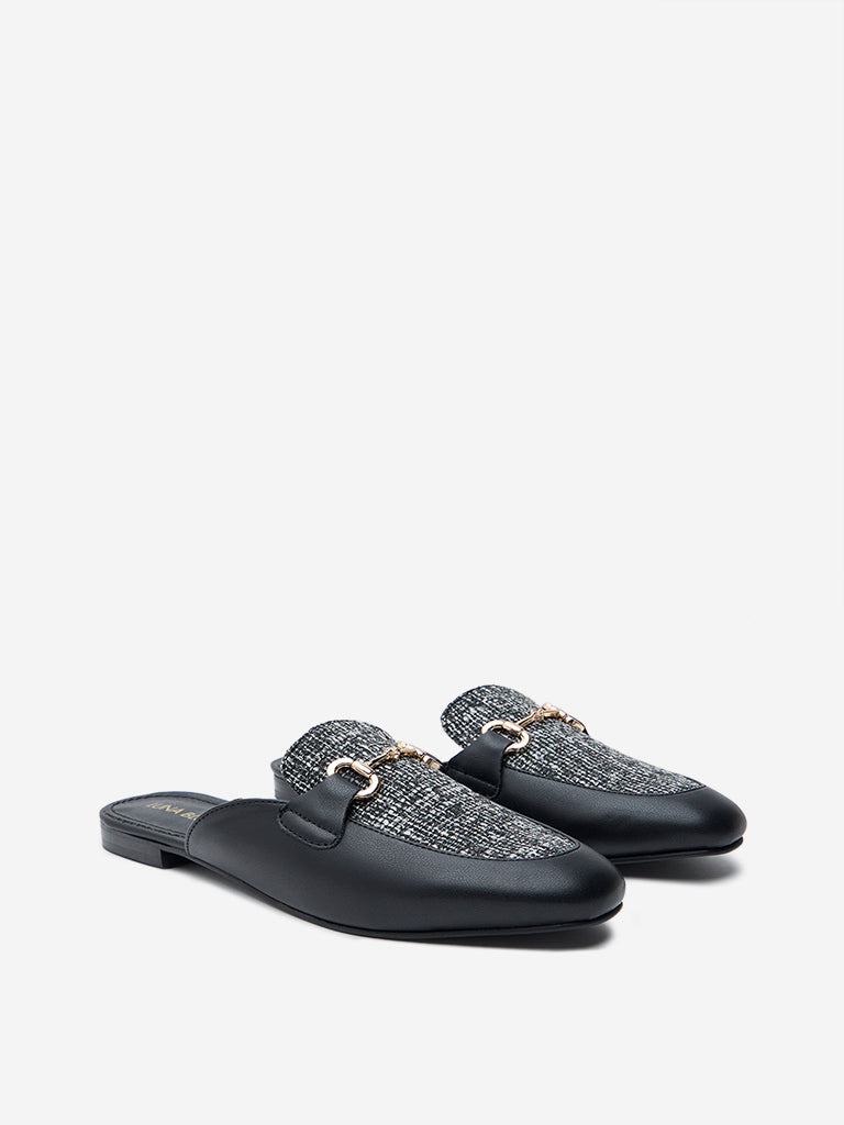 LUNA BLU Black Metal-Detailed Mules - Image 2